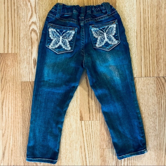 VIGOSS Stretch Denim Jeans Size 3T With Embroidered Butterfly Back Pockets - Picture 1 of 4